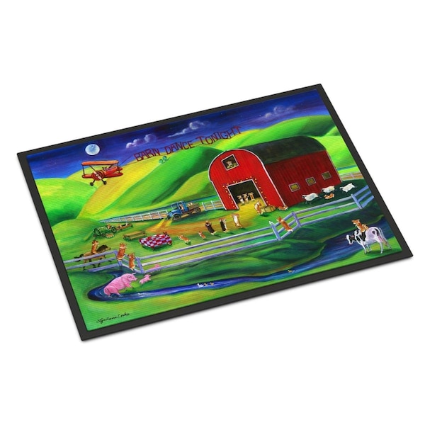 Carolines Treasures 18 x 27 in. Corgi Barn Dance Indoor or Outdoor Mat 7404MAT - main